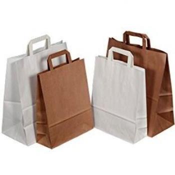 Papiertragetaschen Weiß Flachgriff 500 Stück 24l 320x170x380mm