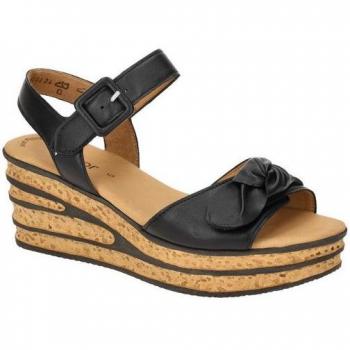 Gabor Glattleder Keilsandale – schwarz – Damen – Größe 4.5 – Eleganz