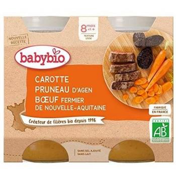 Babybio Pot Carotte Pruneau Boeuf Fermier Nouvelle-Aquitaine/Limousin Bio 14 Mois et + 2x200g