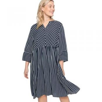 Casual Kleid mit 3/4-Ärmeln, marine gestreift, Gr. 44