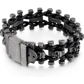Vintage Punk Skull Biker Bracelet for Men
