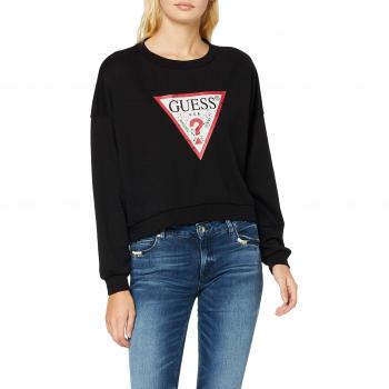 Guess Sudadera Fleece Iconic, Color Negro