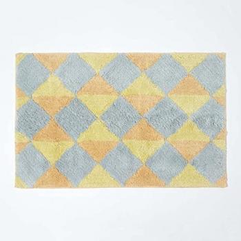 Tapis de bain en damier antidérapant 100% coton 50x80 cm
