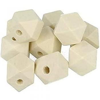 Bijoux 10 perles bois polygonales 15 mm Lucy
