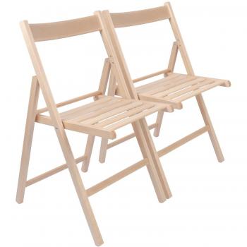 Harbour Housewares' Folding Chairs in Beech Wood with Natural Finish (Pack of 2)