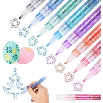 8PCS Double Line Glitter Marker Set for Art