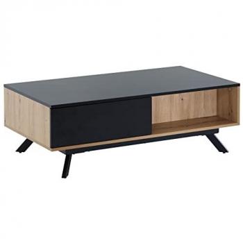 KADIMA DESIGN Eleganter Couchtisch, Eiche-Dekor und Schwarz, 110x60x38 cm