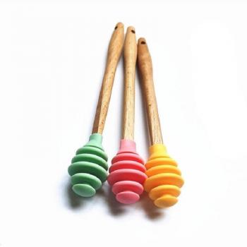 Silicone Honey Stirring Stick with Wooden Handle