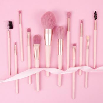 Make-up Pinsel Set in Rosa für Foundation und Lidschatten