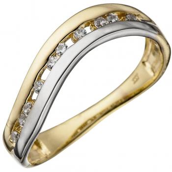 JOBO Goldring Damen 333 Gelbgold Weißgold bicolor Zirkonia Größe 54