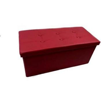 Pouf Contenitore Ecopelle Pieghevole 76X76X34 Bordeaux
