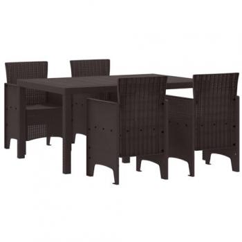 VidaXL Outdoor Rattan Dining Ensemble – 5 Items, Brown