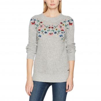 TOM TAILOR Damen Pullover Silber Melange Chunky Sweater