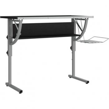 Vidaxl Hobbytisch Schwarz & Grau 110x53x(58-87)cm Holzwerkstoff Stahl