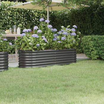 Anthracite Powder-coated Steel Garden Raised Bed 152x40x36 cm