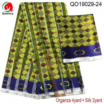 Tela abkara de cera con organza y cinta de seda para moda africana