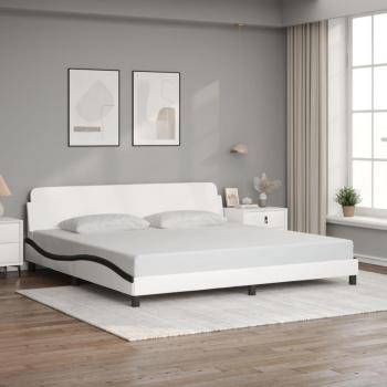 Cadre de lit moderne sans matelas, finition noir et blanc, 200x200 cm – Similicuir