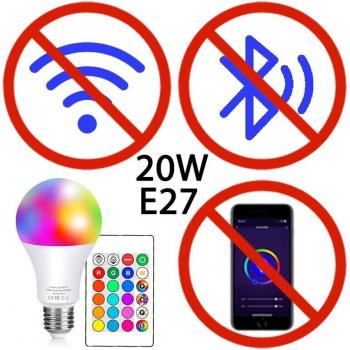 E27 15W LED Nachtlampje, Slimme Dimbare Lamp met Wifi en Bluetooth, Afstandsbediening, Werkt met Alexa en Google Assistent