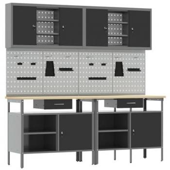 VidaXL Set de banc de travail 8 pièces en acier noir