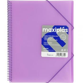 GRAFOPLAS Carpeta Escolar A4 con 30 Fundas Espiral y Sobre Incluido – Lavanda Soft