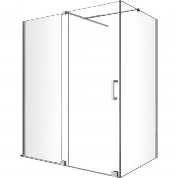 Doccia Box Angolare con Porta Scorrevole, Pannello Fisso Laterale, Cromo Trasparente 75x140 cm
