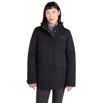 Parka imperméable noire arborant un imprimé d'érable