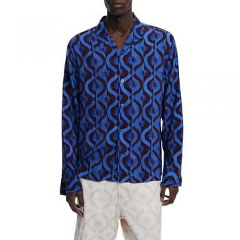 Desigual, Langarm-Hemd für Herren, Sonnenmuster, Viskose, Blau, S