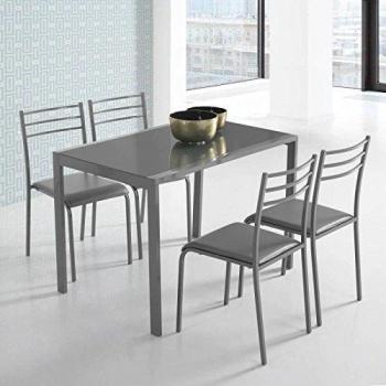 Conjunto Mesa y 4 Sillas Alfa en Gris