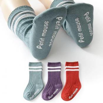 Lot de chaussettes hautes en coton pour bébés avec silicone antidérapant