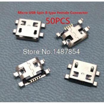 50pcs Micro USB 5-Pin Female Connector Flat Mouth Jack 0.8 for Mobile Phone Charging