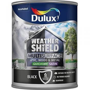 Dulux Weathershield Quick Dry Multi Surface Paint Satin Black 750ml