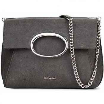 Emily & Noah Damenhandtasche Nr. 1 – „Überschlag Sarah“, dunkelgrau, 840 mm, One Size