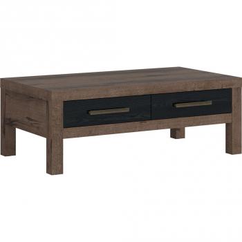 Table basse design 2 tiroirs bois et noir