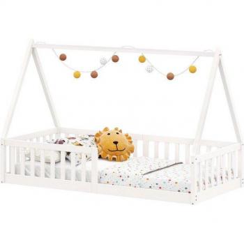 Lit cabane Montessori NICOLE 90x200 cm – finition blanche sur bois massif