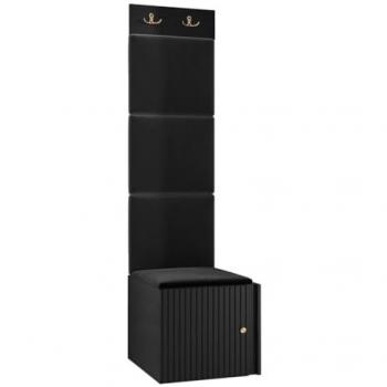 Conjunto de recibidor Hartford 386, 186x42x46cm, negro, mdf, aglomerado laminado, tapiz, montada en la pared, colocada