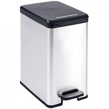 Curver Deco-Slim 25L Rubbish Bin, Black/Silver Metallic