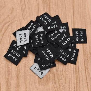 50 Black Fabric Labels – Durable, Washable, Great for Apparel & Craft Supplies