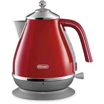 DeLonghi Bouilloire Icona Capitals KBOC 2001.R – 17 L, acier inoxydable, rouge/argent