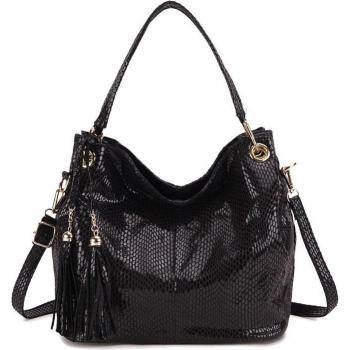 Bolso de hombro F. N. JACK para mujer con borlas y estampado serpentino