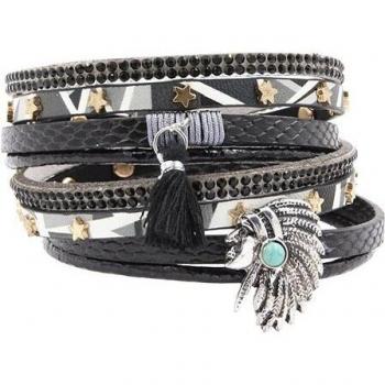 Feminine PU Leather Bangles with Gold Detailing