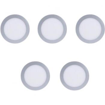 GrigioLuce EasyCircular – 5 Downlights con LED 4000K verso sotto on/off Ø22,5 cm