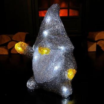 23cm Light up Acrylic Christmas Gonk with LEDs in Grey