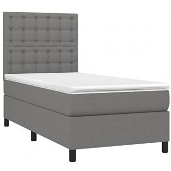 Cama box spring colchón y luces LED tela gris oscuro 90x190 cm vidaXL