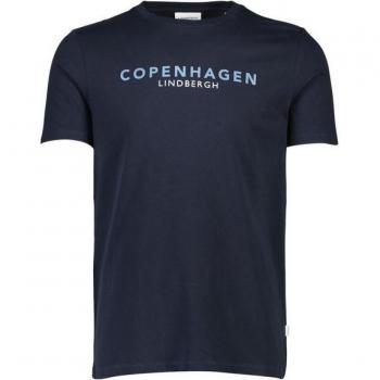 LINDBERGH Herren T-Shirt Marine M – Rundhals mit Logo