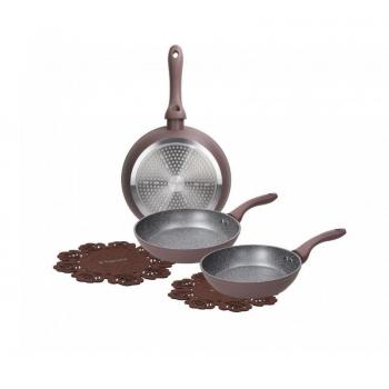 Set 3 Padelle Tognana Cooking Circle da 20, 24 e 28 cm con Proteggipentole Alluminio Marrone