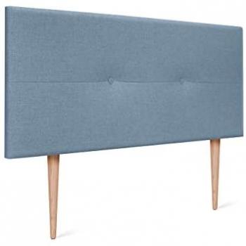 Cabecero de Lino Azul con Botones y Patas de Madera, Dimensiones 95x105cm (90)
