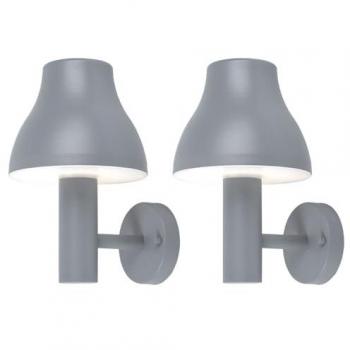 Wandleuchte Außen grau mit fest verbautem LED-Leuchtmittel 7W 680Lm warmweiß, 2er Set