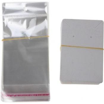 100Pcs Blank Kraft Paper Necklace and Earring Tags with Self-Seal Bags
