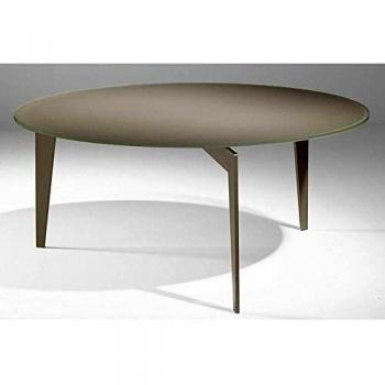 Miky Table Basse Ronde en Verre Taupe