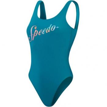 Speedo Logo Deep U-Back Damen Badeanzug türkis